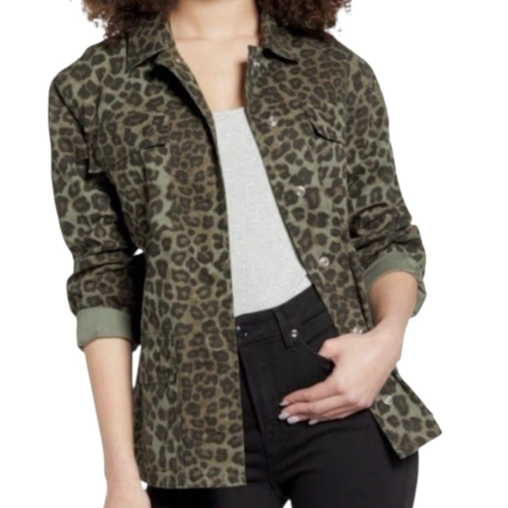 EUC Good American Animal Print Utility Jacket Size Small